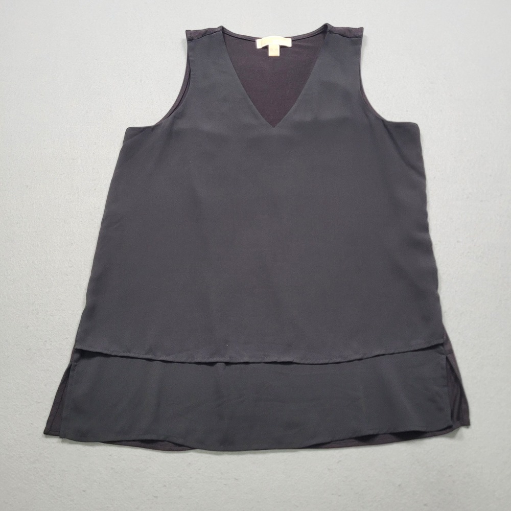 Michael Kors Women Black V-Neck Layered Sleeveless Top Medium QS35G7MT45